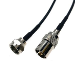 TV IEC DVB-T female to F male plug type RG174 Cable Connector Antenna PAL Coax