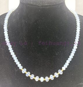 Collier perles précieuses en verre à facettes blanches naturel 4 x 6/5 x 8 mm 18 pouces
