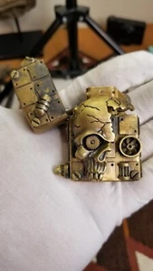 Vintage Antique Steampunk Skull Pipes Valves Cogs STYLE Kerosene Pocket Lighter - Picture 1 of 14
