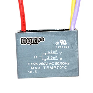 HQRP CBB61 Replacement Capacitor for Hampton Bay Ceiling Fan 1.5uf+2.5uf 3-Wire - Picture 1 of 8