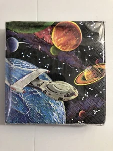 VINTAGE Beverage Napkins Space Ship Galaxy Planets Moons Stars - 16-pack - COOL! - Picture 1 of 2