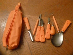 Halloween Kürbis Schnitzset, 8 Edelstahlwerkzeuge mit ABS-Griffen & Tasche - Bild 1 von 1