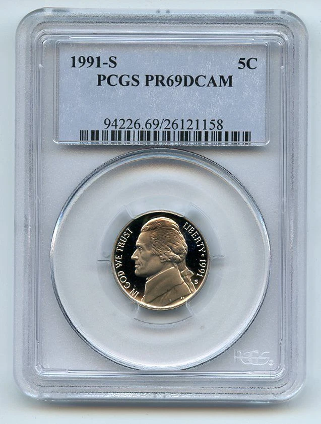 1991 S 5C Jefferson Nickel Proof PCGS PR69DCAM - Image 1 of 1