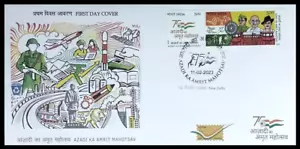 129. INDIA 2023 STAMP AZADI KA AMRIT MAHOTSAV, GANDHI, NETAJI, BHAGAT SINGH FDC - Picture 1 of 1