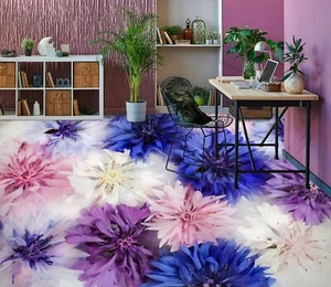 3D Purple Flower 40RAIN29 Floor WallPaper Murals Wall Print Decal AJ Honey - Picture 1 of 6