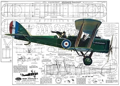Guillows Model Airplane Plans (FF): British DH.4 27" Scale Rubber or .020 Engine - Image 1 of 4