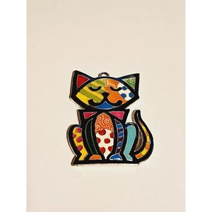 silberton mehrfarbig Emaille Kätzchen Katze Anhänger 2" - Bild 1 von 5