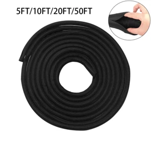 1/2" Cord Protector Expandable Nylon Split Wire Loom Braided Wire Cable Sleeve  - Picture 1 of 16