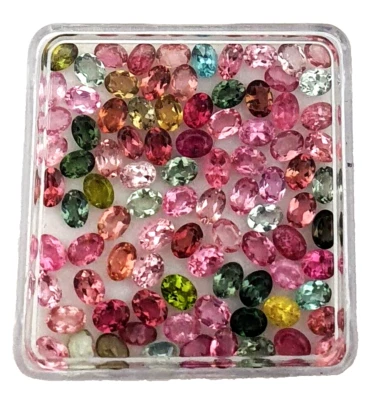 Natural Multi Tourmaline Oval Cut Loose Gemstone Lot 65 Pcs 3x4 MM 10 CT - Image 1 of 4