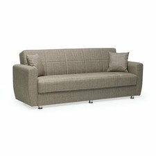 Divano letto contenitore in tessuto tortora 2 cucini inclusi 228x90x89H Rotte...