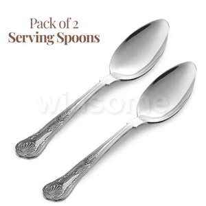 2x Cucharas grandes Set Acero inoxidable King Pattern Utensilio Cubiertos de plata - Imagen 1 de 7