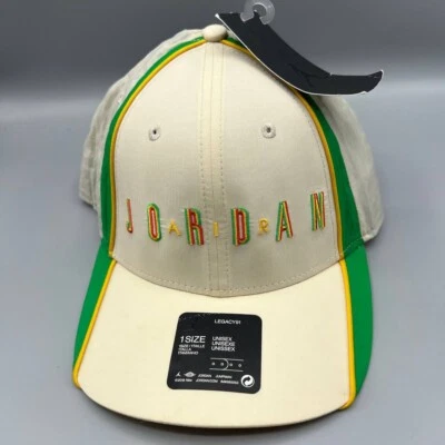 Gorra Air Jordan Hombre Blanca Verde Legacy 91 Jumpman Snap Back Gorra Nueva Foto 1 de 4