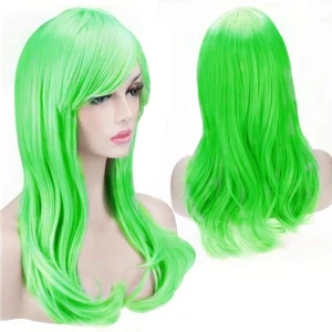 Neon Green Wig – 20” Long Wavy Hair for Costume Party – By TRIXES - Picture 1 of 3