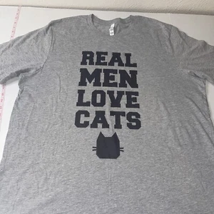 Canvas “ Real Men Love Cats” Short Sleeve T Shirt Mens Size 3XL Color Gray - Picture 1 of 5