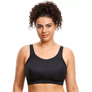 SYROKAN Plus Size High Support Sports Bra Full Coverage Wireless No Padded - Picture 1 of 24