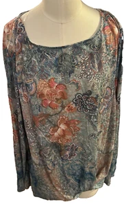 Top Time and Tru Sublimación Paisley Anudado Delantero Manga Larga. Talla XXXL (22) NUEVO CON ETIQUETAS - Imagen 1 de 4