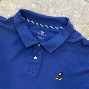 Camisa Polo Hombre Parques Disney 2XL Azul Manga Corta Mickey Mouse Bordada Sólida - Imagen 1 de 9