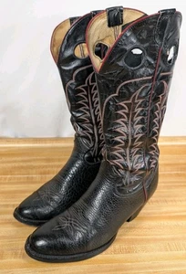 TONY LAMA BLACK SHOULDER LEATHER 14" SHAFT BUCKAROO COWBOY BOOTS 6361 Sz 9 1/2 D - Picture 1 of 19