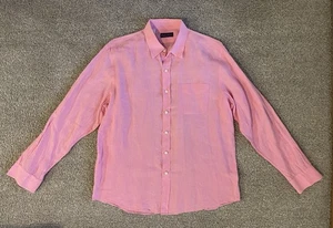 Womens Vintage Ralph Lauren Purple Label Long Sleeve Linen Shirt Pink Sz: 17 - Picture 1 of 24