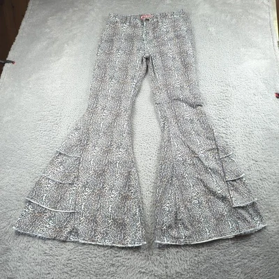 Cowgirl Hardware Pants Youth Girls 14 Cheetah Print Big Bell Bottom Flare Y2K - Image 1 of 4