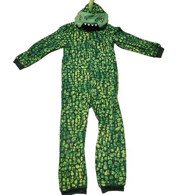 恐龙怪物连帽衫万圣节服装睡衣 8 码拉链套装柔软抓绒 — 第 1/4 张图片