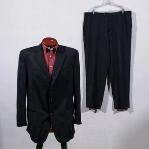 Pronto Uomo Canada Super 100s Black Wool Double Vent Suit Sz 40W/45T + 41W Pants - Picture 1 of 4
