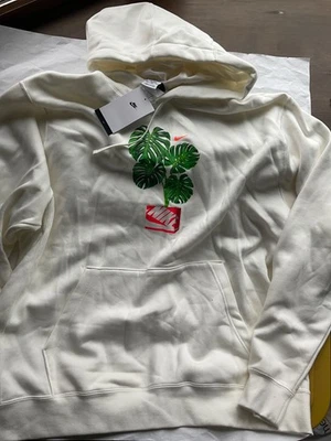 Nike Crema Sudadera con Capucha Sudadera Diseño Tropical Nuevo Hombres 2XLT Algodón Alto Foto 1 de 4