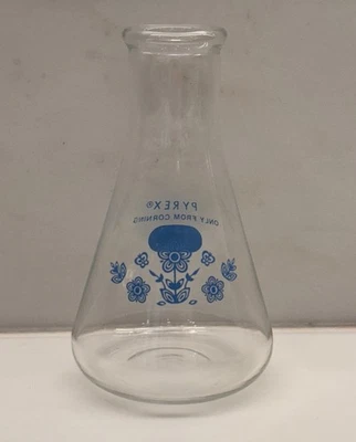 Rare Vintage 1977 Pyrex Butterfly Gold Blue Corning Centennial Glass flask - Image 1 of 4