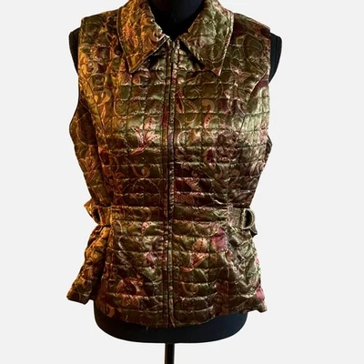 Chaleco Vintage Petite Sophisticate Grande Verde Paisley Ajustable Cintura Cremallera  Foto 1 de 4