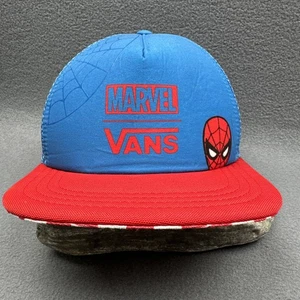 Vans X Marvel Spiderman Hat Youth Blue Red Snapback Checker Trucker Hat Retro - Picture 1 of 9