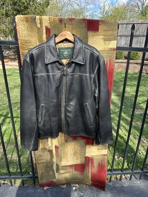 Vintage Orvis Leather Jacket L Distressed Dark Brown Black Biker Moto Style - Image 1 of 4