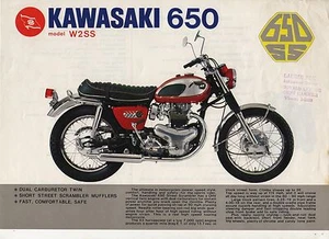 Kawasaki 650 model W2SS - SPORTS ROAD BIKE 2 page Motorcycle Sales Brochure NCS - Picture 1 of 2