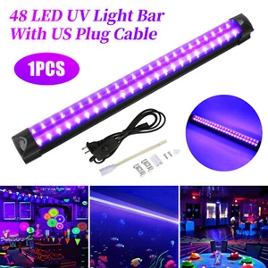 UV Black Light Bar Fixtures Ultraviolet Lamp Strip US Plug DJ Party Club 48LED - Picture 1 of 9