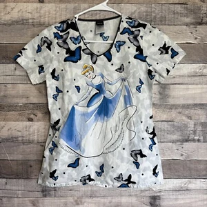 Disney Cinderella Tooniforms Scrubs V Neck Top XS pockets - Picture 1 of 9