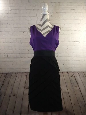 NWT black & purple NEW YORK & COMPANY ruffle sheath dress - LARGE - MSRP $79.95 - Image 1 of 4