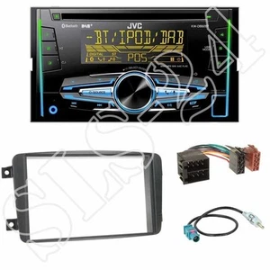 JVC KW-DB93BT Radio + Mercedes CLK/C-Klasse 2-DIN Blende schwarz + ISO-Adapter - Bild 1 von 3