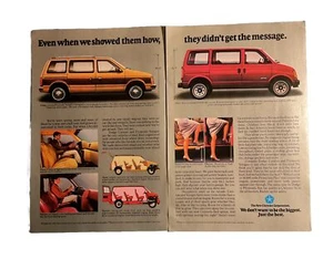 Dodge Caravan Plymouth Voyager Vintage Print Ad Two Pages 6 5/8” X 10” - Picture 1 of 4
