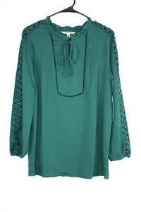 Women's The Pioneer Woman Ruffle Collar Lace Trim Blouse Green Size M (8-10) - Picture 1 of 4