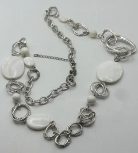 ETIENNE AIGNER lange Halskette weiße Perlen Silber ineinandergreifende Ringe Vintage - Bild 1 von 11