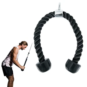 PULL DOWN ROPE BICEP ROPES CABLE ATTACHMENT HANDLE GYM MULTIGYM LAT TRICEP HOME - Picture 1 of 6