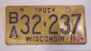Placa de licencia de camión Wisconsin años 80 - Imagen 1 de 1