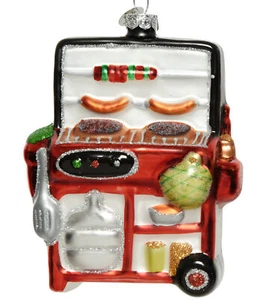 Ornamento Barbecue Grill - Vetro Soffiato Decorazione Natalizia Affumicatore Cibo, Rosso - Foto 1 di 3