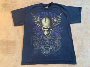 Vintage Hybrid Tees Shirt Mens Large No Regrets Y2K Winged Skull Emo Mallgoth - Picture 1 of 8