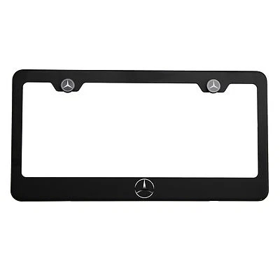 Matte Black Fit Mercedes Benz Mirror Laser Etched License Plate Frame Screw Cap - Image 1 of 4