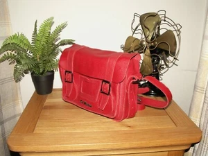 Dr. Martens lipstick red soft grain leather satchel crossbody bag 11" (184) - Picture 1 of 5