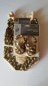 NWT-Hand Crocheted Hat, Diaper Cover & Booties Set (0-3 mo.) Camo Theme - Picture 1 of 4