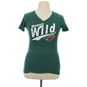CCM Mujer Verde Minnesota Salvaje Hockey Cuello en V Camiseta Top - Talla XL - Imagen 1 de 7