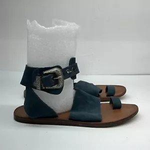 Free People Western Sandaletten Damen 37 türkis Wildleder offene Zehenpartie Schnalle - Bild 1 von 9