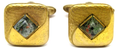 Cufflinks Hickok Gold Diamond Shaped Confetti USA Lucite Vtg Men's Formal Wear - Image 1 of 4