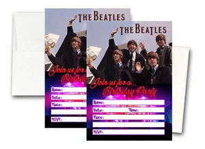 12 The Beatles Birthday Invitation Cards (12 White Envelops Included) #1 - Picture 1 of 1